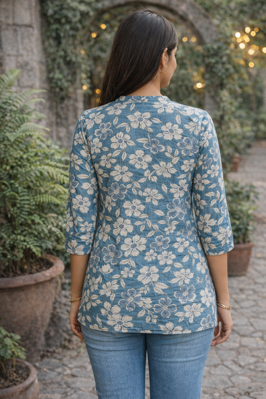 Light Blue White Floral