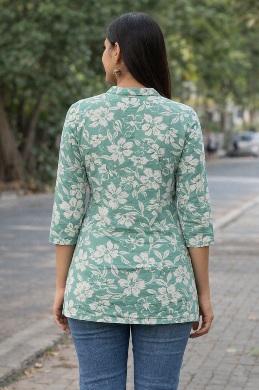 Short Kurti Light Green and White