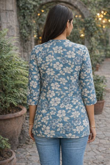 Light Blue White Floral