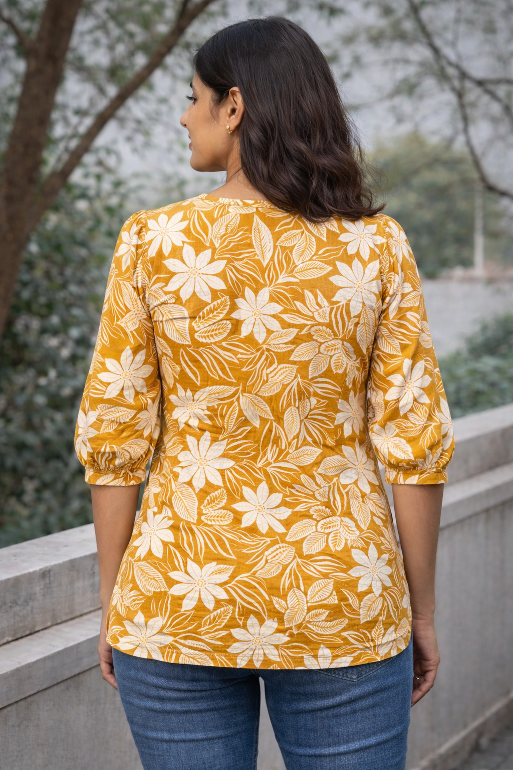 Short Kurti Mustard Golden White