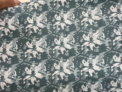 Floral Gray Green White